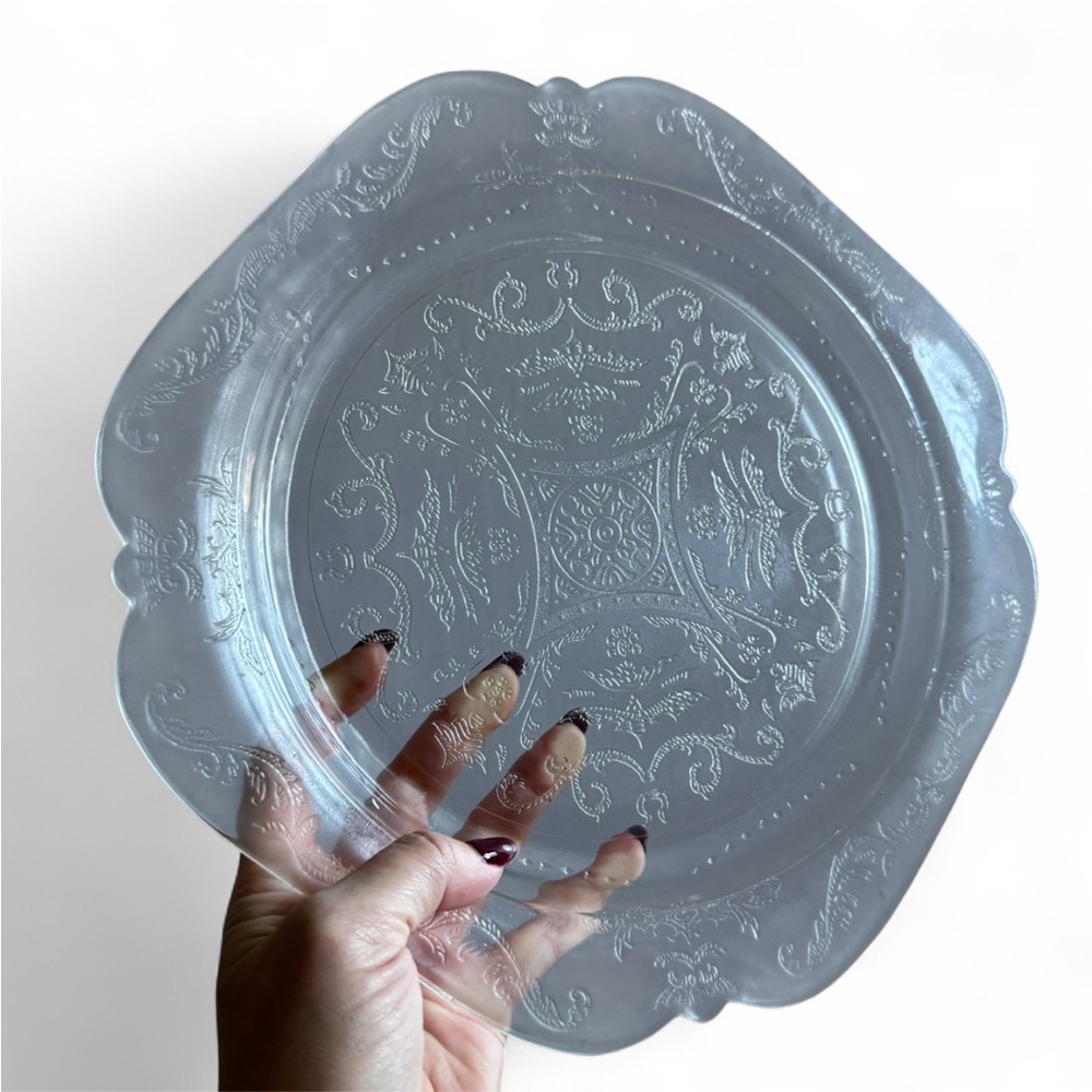 Antique Federal Depression Clear Glass Dinner Plates 10 3/8" Set of 4